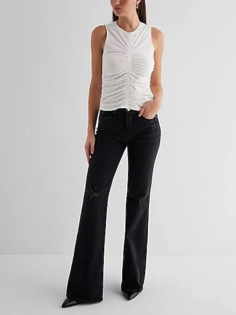 Express White Ruched Tank Top - Picture 4 of 5